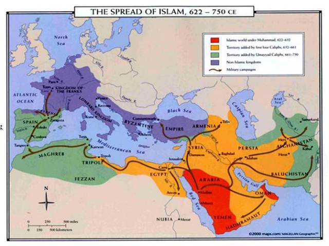 Islam begins to spread throughout North Africa.
