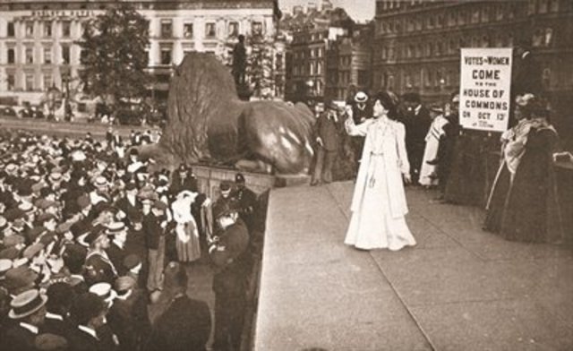 Mrs. Pankhurst, her daughter Christabel and 'General' Flora Drummond sent to prison for inciting a crowd to 'rush' the House of Commons