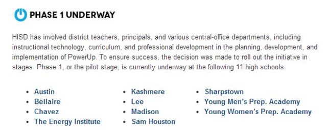 PowerUp Phase 1 Schools Chosen