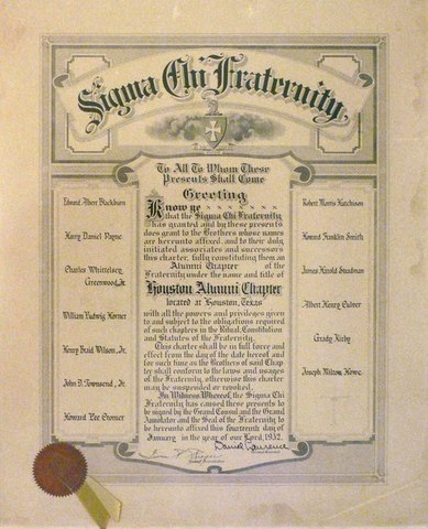 Gamma Omega charter Surrendered to Sigma Chi