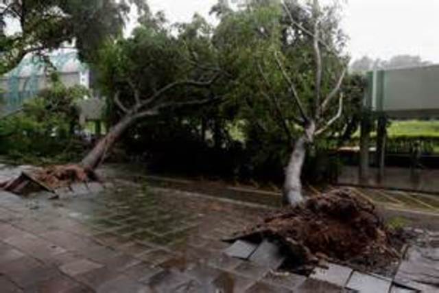 Typhoon lashes Hong Kong