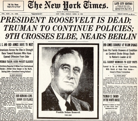 Franklin D. Roosevelt dies