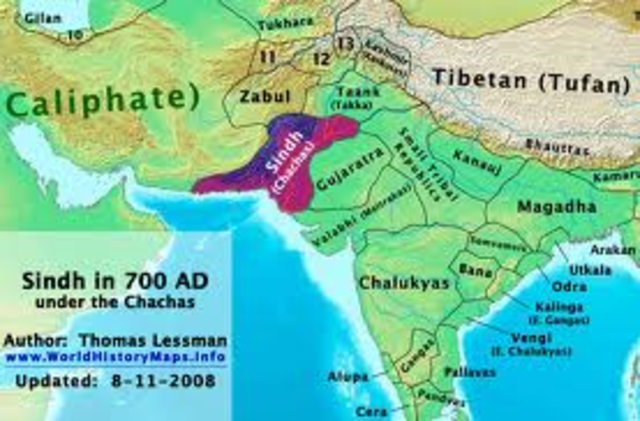 Muhammad ibn Qasim initiates Arab conquest of India.