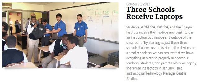 First 3 schools begin receiving laptops