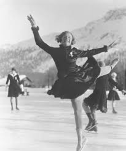 Sonja Henie wins gold at the Winter Olympic Gmes
