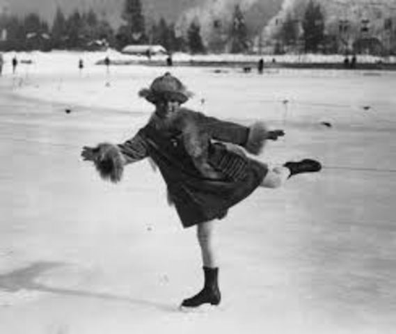 Sonja Henie attends her 1st Olympic Games