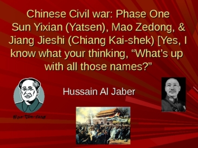 Chinese Civil War (between Jiang Jieshi and Mao Zedong)