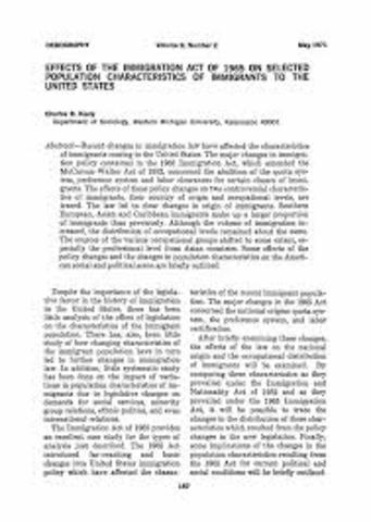 The Immigration and Nationality Act of 1952