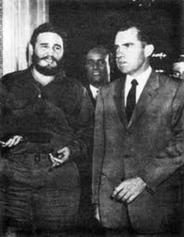 Fidel conoce al vice presidente Richard Nixon
