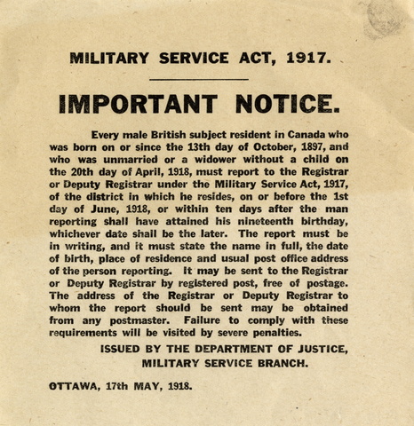 Introduction of Millitary Service Act (Conscription)