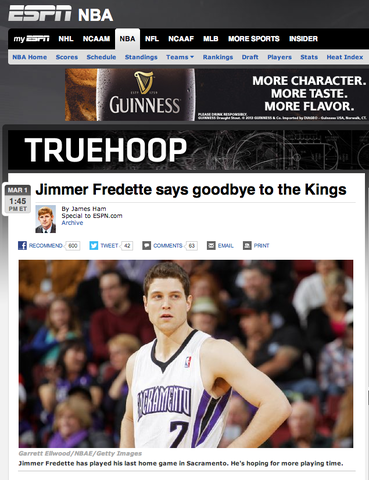 Jimmer dropped by Sacramento Kings