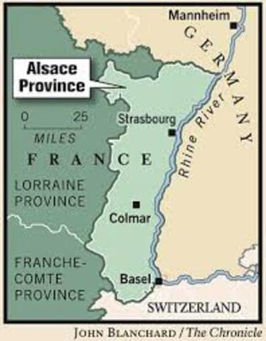 France loses Alsace & Lorraine to Germany