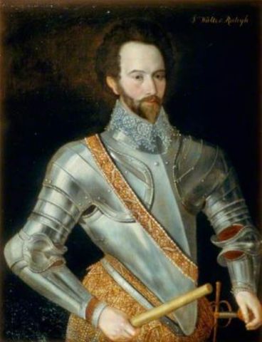 Sir Walter Raleigh arives at Roanoak island