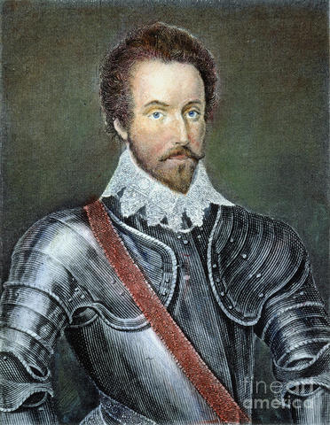 Sir Walter Raleigh arrives at Roanoke Island