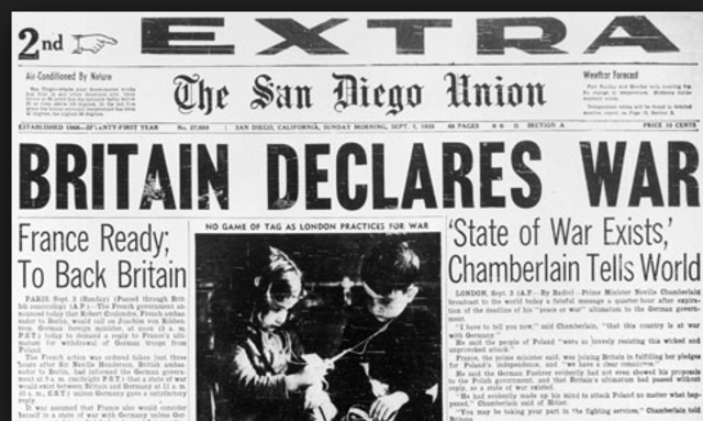 Britain and France declare war on Germany