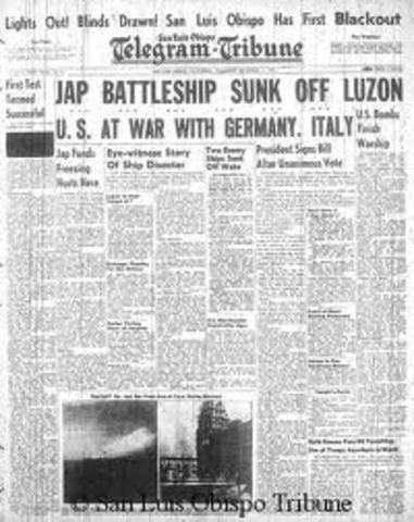 Axis powers declare war on the U.S