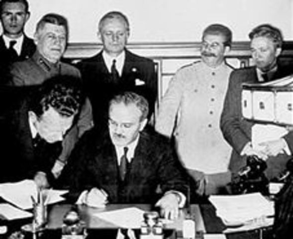 Nazi-Soviet Pact signed by Hitler and Stalin
