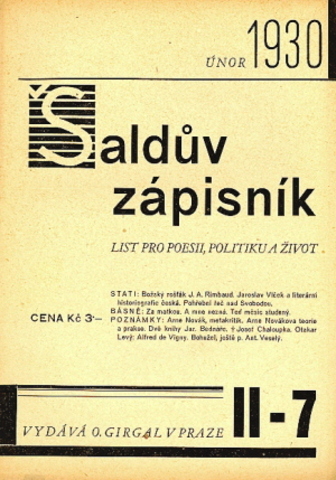 František Xaver Šalda začíná vydávat "Šaldův zápisník".