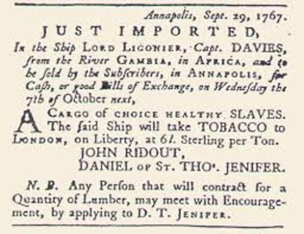 Kunta Kinte was brought to Annapolis, Maryland, aboard the ship Lord Ligonier.