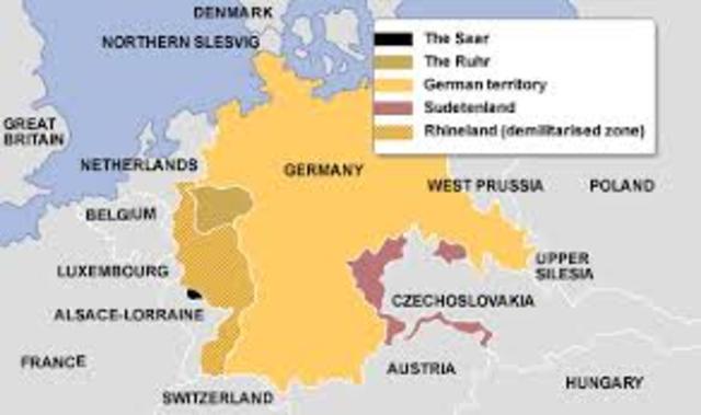 Hitler send troops to Rhineland of Germany in violation of the Treaty of Versailles