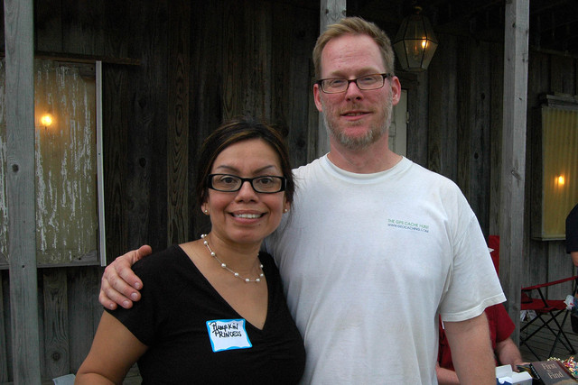 The first ever get together geocaching.