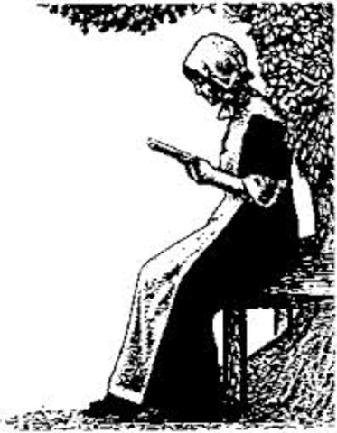 Patience is disguised as a Quaker girl.