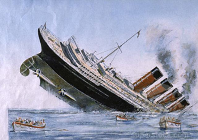 The British ocean liner RMS Lustinania by German U-boat