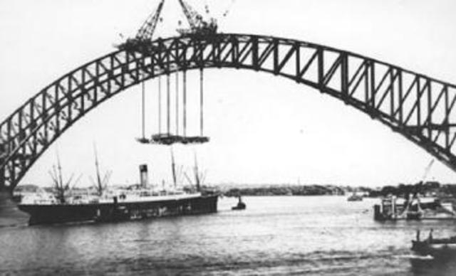 The 2 spans of the Sydney Harbour Bridge are joined