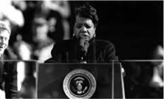 Maya recited one of her poems at President Bill Clinton's 1993 inaugural ceremony