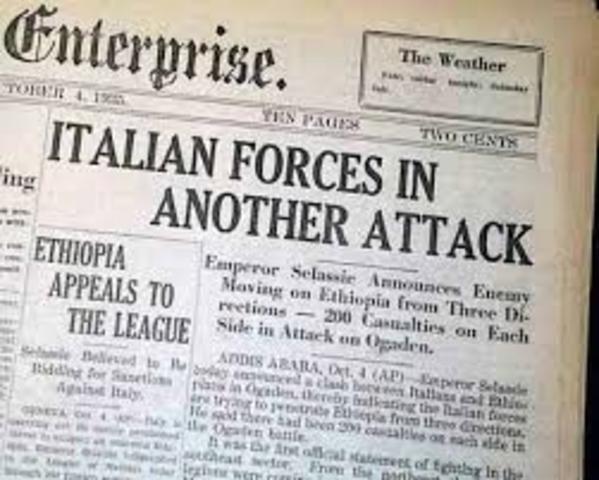 Italian Army invades Ethiopia in Africa