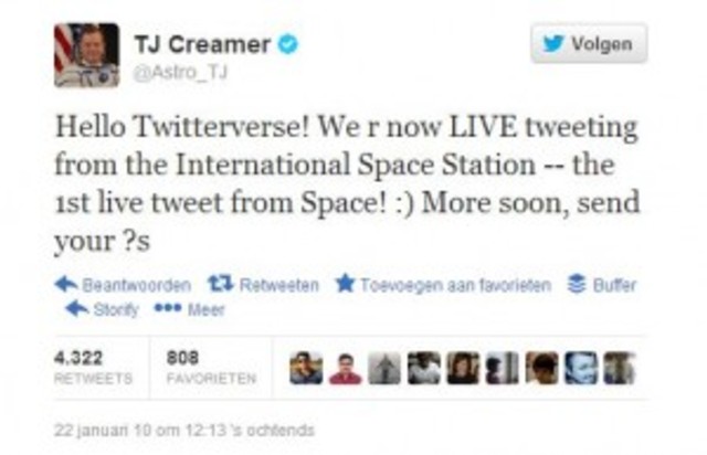 First off-earth tweet