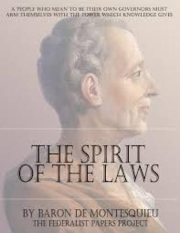 Baron von Montesquieu purposed separation of power in On the Spirit of Laws
