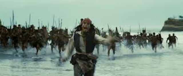 Pirates that want the map chase Jim.