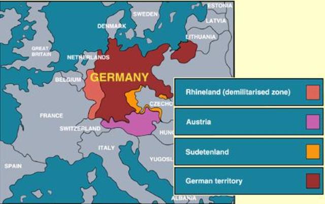 Hitler sends troops into Rhineland of Germany in violation of the Versailles Treaty