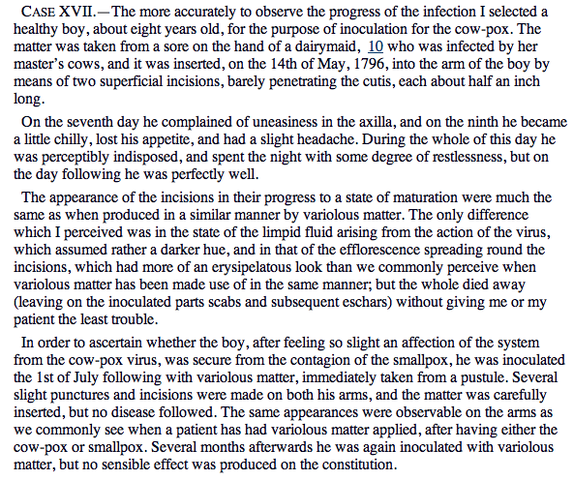Jenner's vaccine against Smallpox