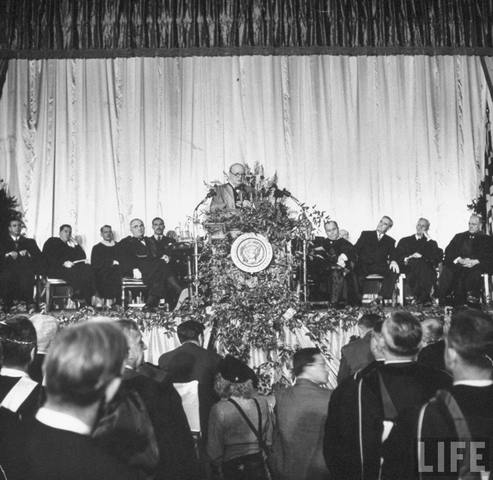 Winston Churchill Gives "Iron Curtain" Speech