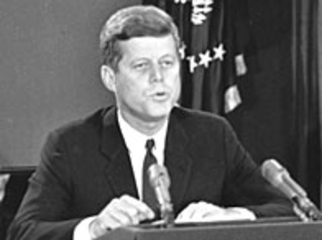 President Kennedy warns people about Cuba.