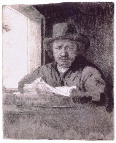 Rembrandt - Drawing at a Window