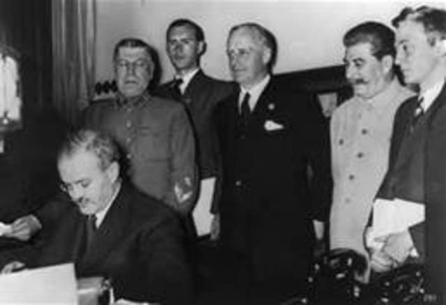 Nazi-Soviet Pact signed by Hitler and Stalin