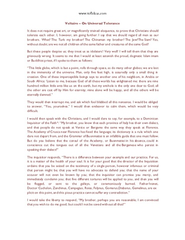 Voltaire, Treatise on Tolerance