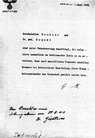 HITLER OFFICIALLY ORDERS END TO "EUTHANASIA" KILLINGS