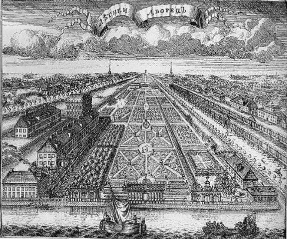 Panorama of the Summer Gardens in St. Petersburg (Reign of Peter the Great 7 May 1682 – 2 November 1721)