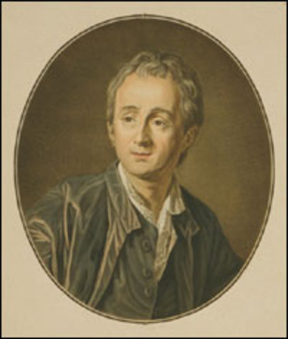 Denis Diderot publishes the first volumes of his encyclopediea
