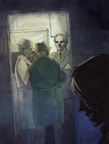 Mary is listening to their conversation from the other room