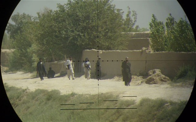 Ready to fire at his enemy