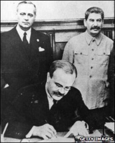 Nazi-Soviet Pact signed by Hitler and Stalin