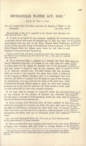 The Metropolis Water Act of 1852