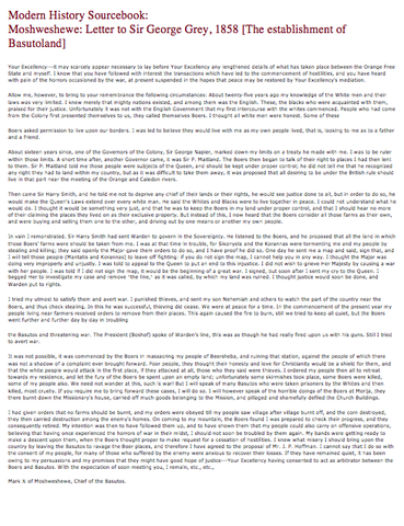 Letter to Sir George Grey, 1858