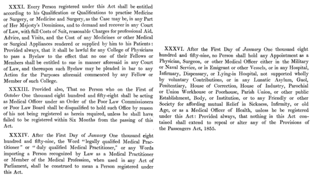 "Act to Regulate the Qualifications of Practitioners in Medicine and Surgery"
