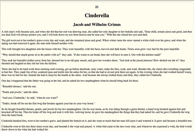 German Unification - "Aschenputtel" (Cinderella) (University of Pittsburgh. “Cinderella.” Revised June 1, 2011. http://www.pitt.edu/~dash/grimm021.html.)